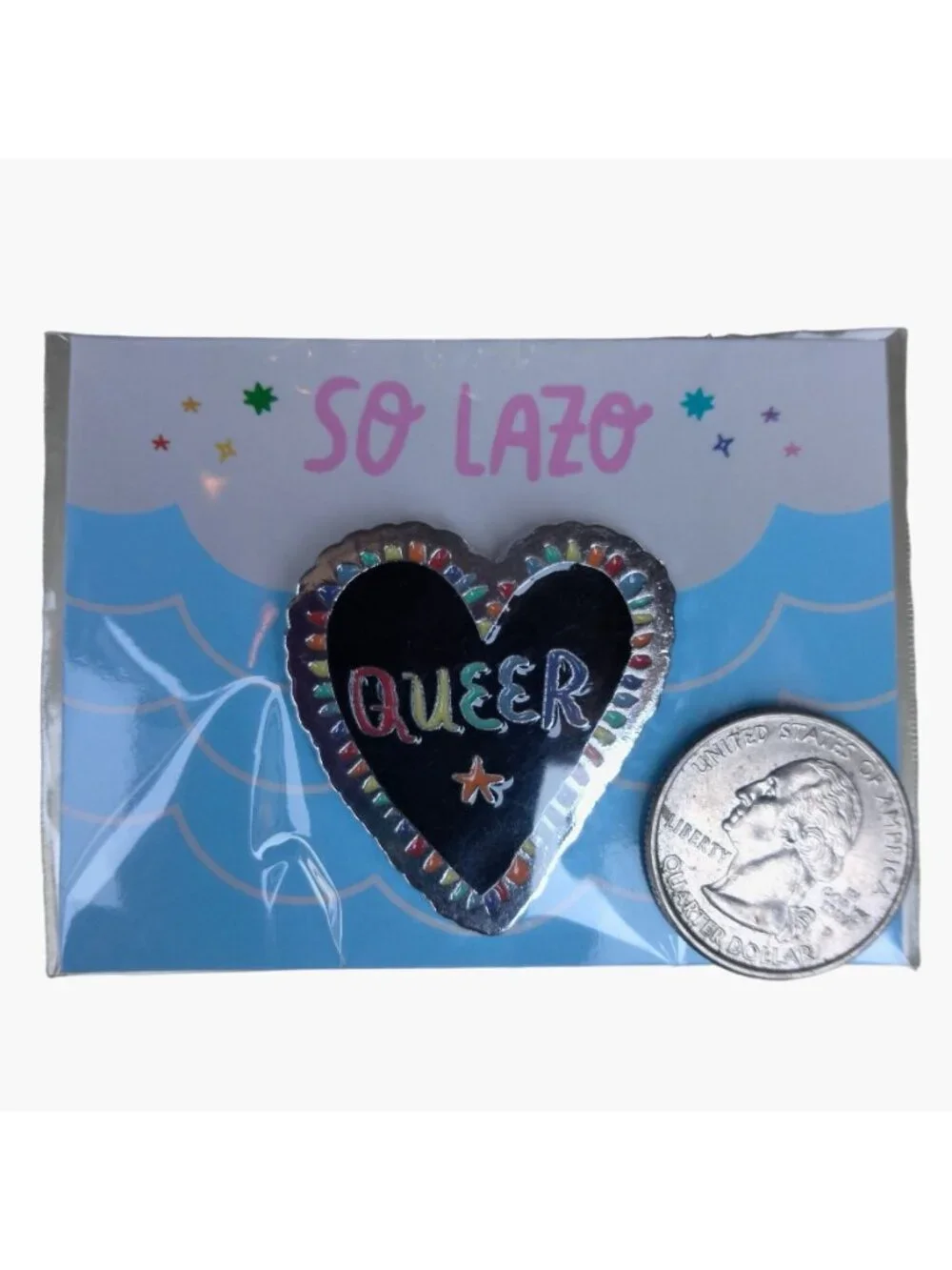 So Lazo Queer Heart Pin Rainbow Latin Gay Pride Pinback LBGT Them They